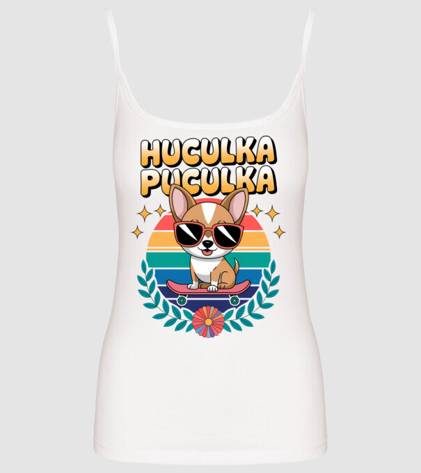 Huculka Puculka Câine 2 model alb pe tricou