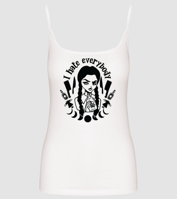 I hate everybody cartoon model alb pe tricou
