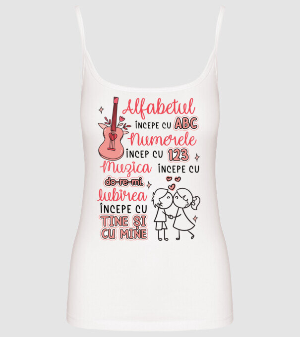 Iubirea începe cu-tine și cu mine model alb pe tricou