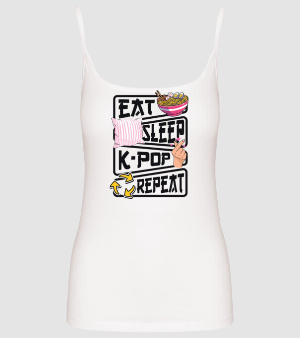 K-POP EAT SLEEP model alb pe tricou