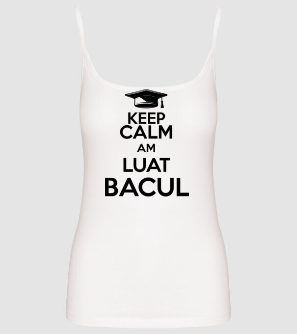 Keep calm, am luat bacul model alb pe tricou