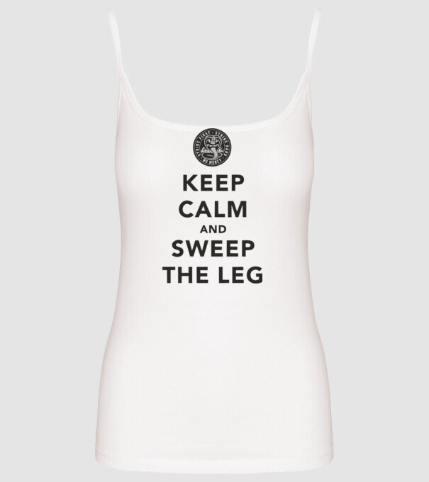 Keep calm and weep the leg cobra kai model alb pe tricou