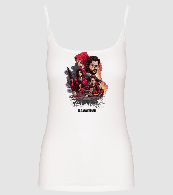 la casa de papel poster theme model alb pe tricou