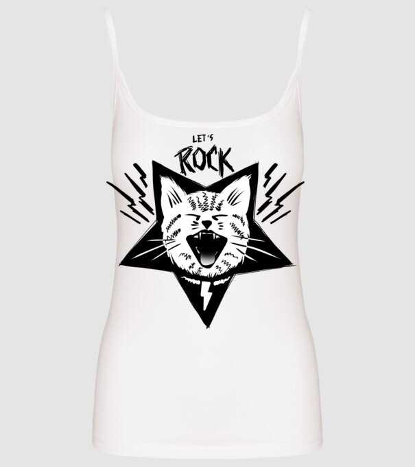 Let's Rock model alb pe tricou