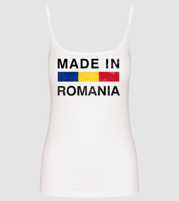 made in romania model alb pe tricou