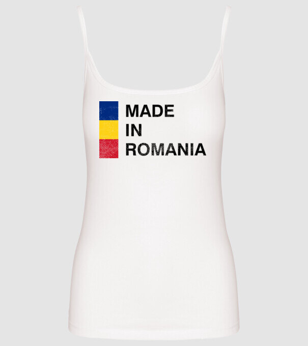 made in romania model alb pe tricou
