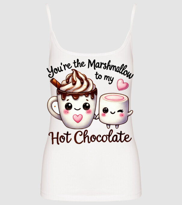Marshmallow to my Hot Chocolate model alb pe tricou
