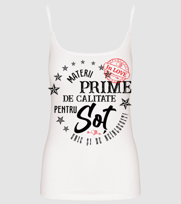 Materii prime de calitate pentru soț model alb pe tricou