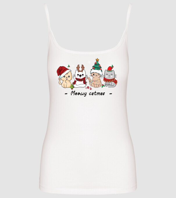 Meowy catmas 2 model alb pe tricou