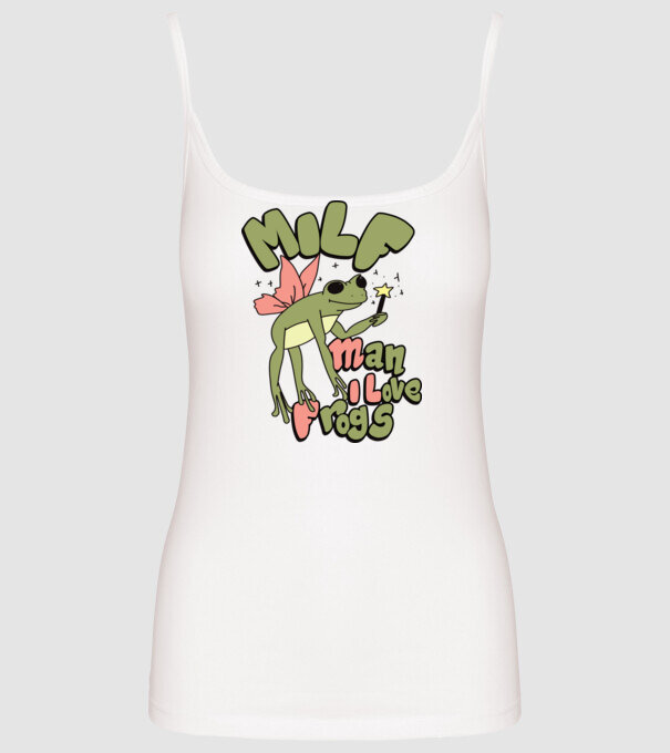 MILF man i love frogs model alb pe tricou