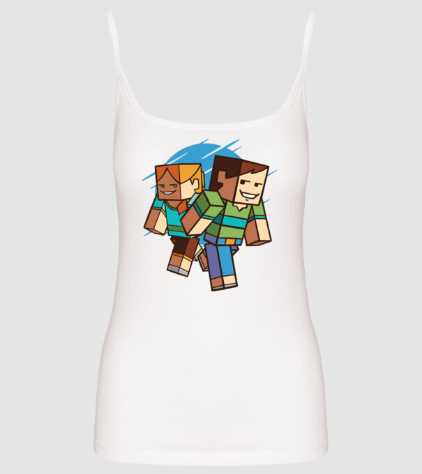 Minecraft model alb pe tricou