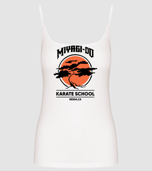 Miyagi-do karate school model alb pe tricou