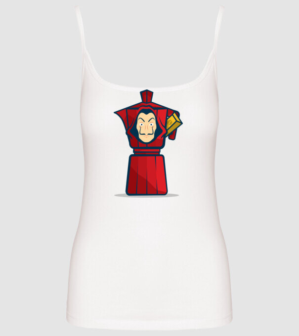 money heist coffee model alb pe tricou
