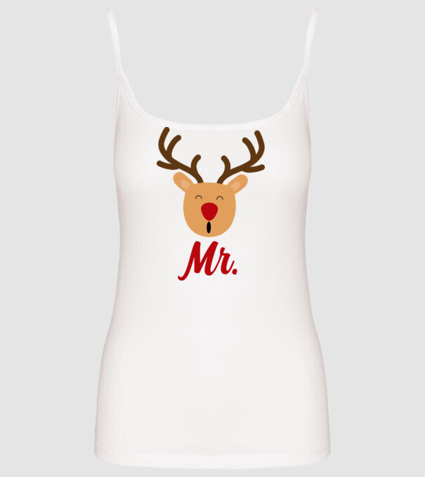 Mr. Reindeer Christmas couple model alb pe tricou