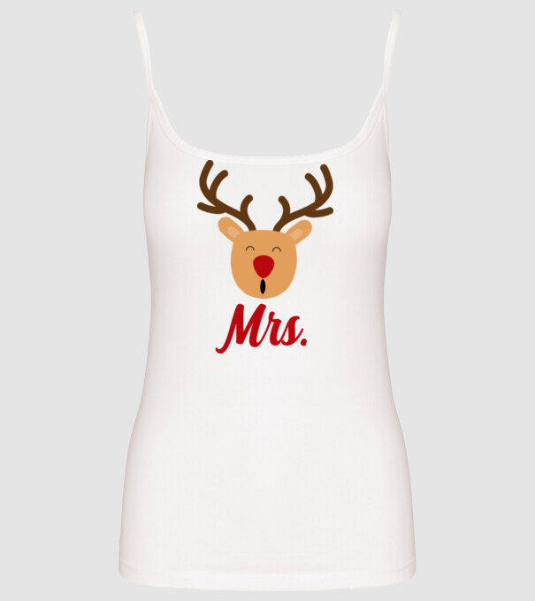 Mrs Reindeer christmas couple model alb pe tricou