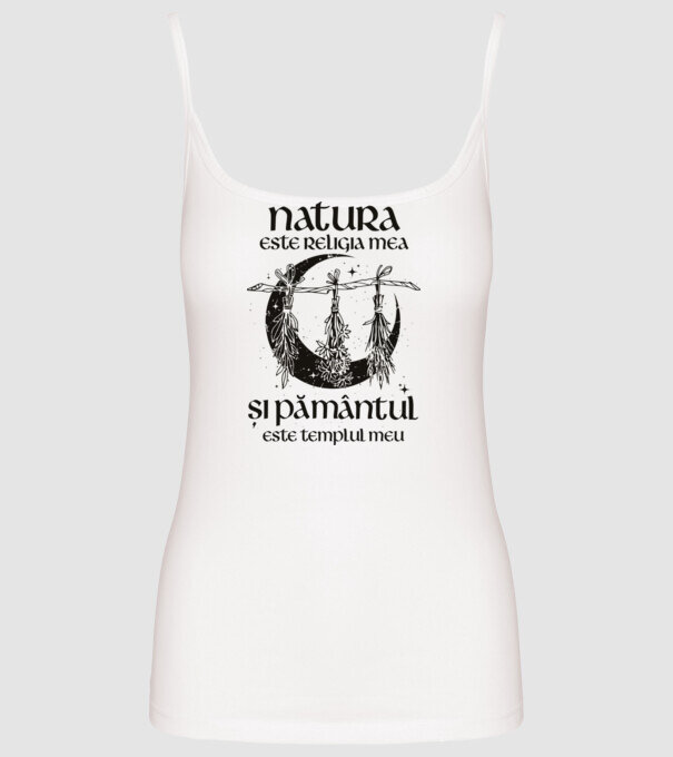 Natura este religia mea model alb pe tricou