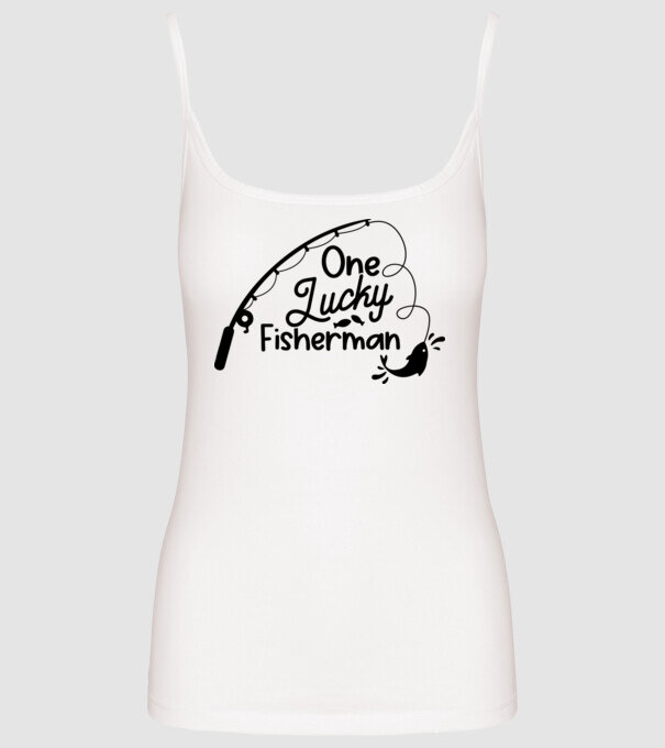 One lucky Fisherman model alb pe tricou