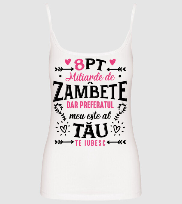 Opt miliarde de zâmbete model alb pe tricou