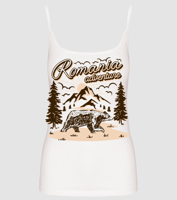Romania bear adventure model alb pe tricou
