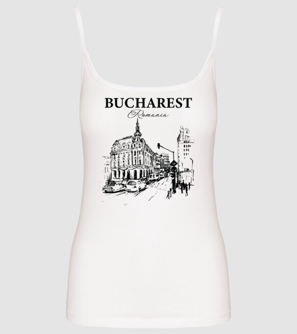 România Bucharest vintage model alb pe tricou