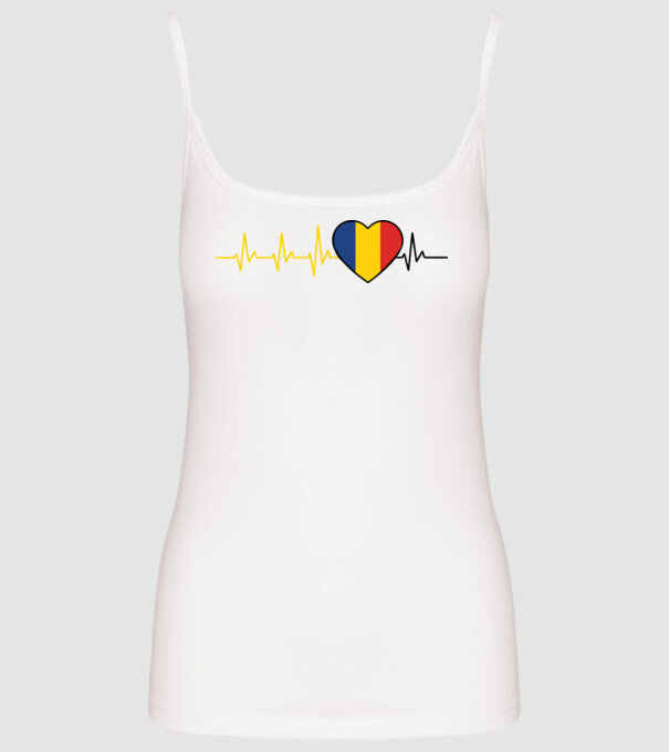 România heartbeat model alb pe tricou