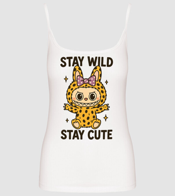Stay wild - Labubu model alb pe tricou