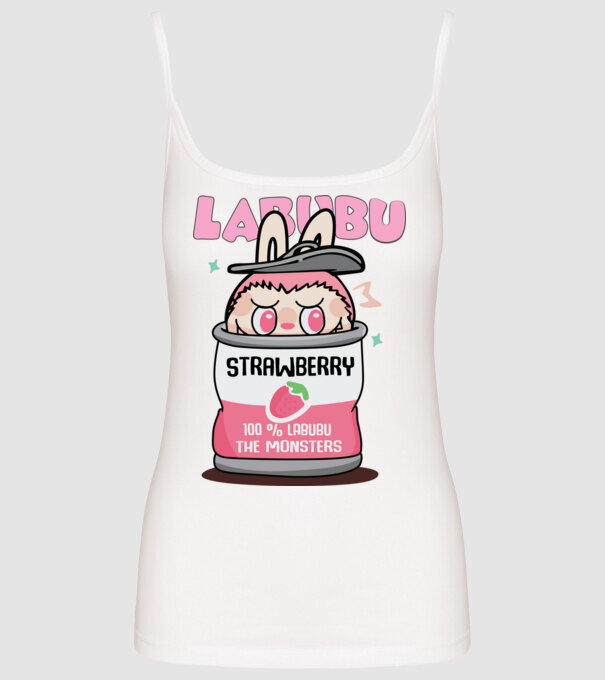 Strawberry Labubu model alb pe tricou