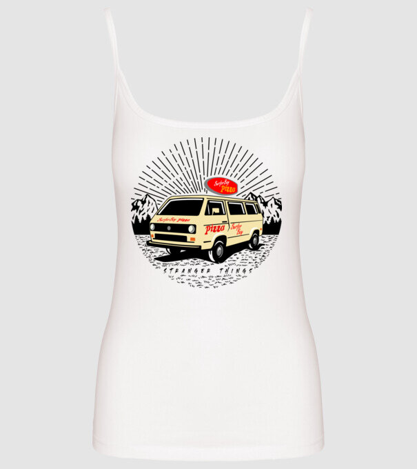 surfer boy pizza bus stranger things model alb pe tricou