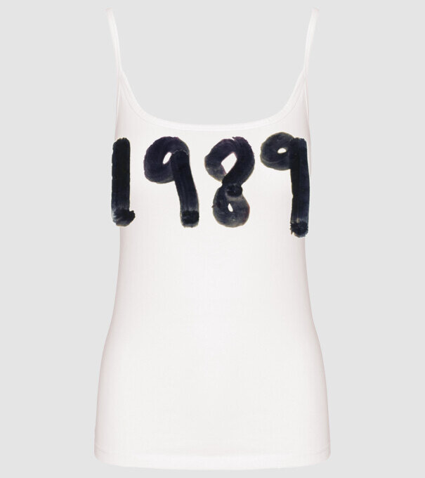 Taylor Swift 1989 text model alb pe tricou