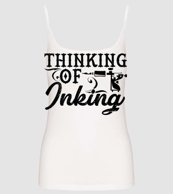 Thinking of inking model alb pe tricou
