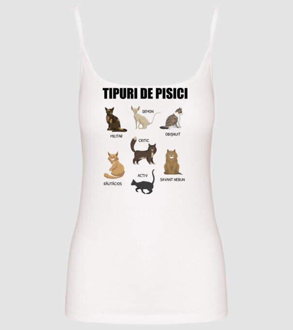 Tipuri de pisici model alb pe tricou