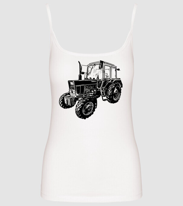 TRACTOR model alb pe tricou