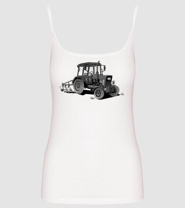 TRACTOR model alb pe tricou