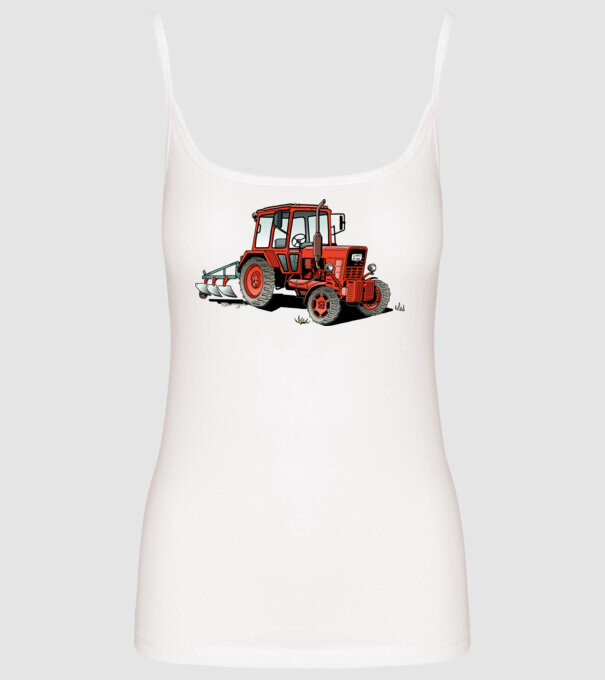 TRACTOR model alb pe tricou