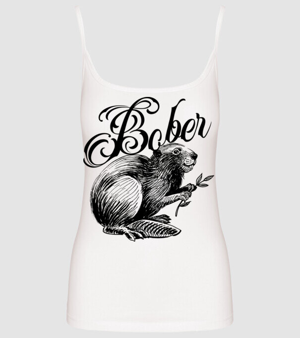 Vintage Bober model alb pe tricou
