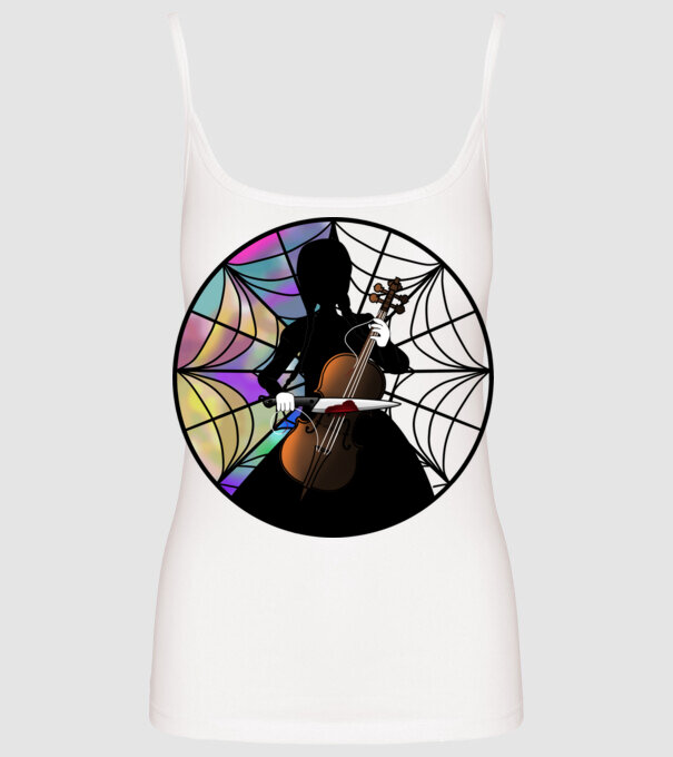 Wednesday Addams Cello - Enid room model alb pe tricou