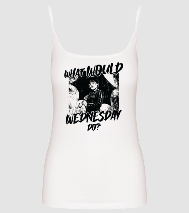 What would Wednesday do model alb pe tricou