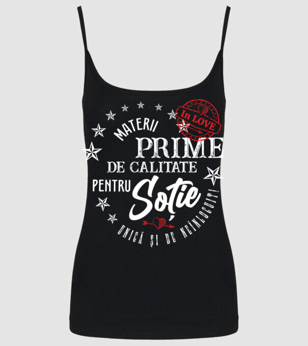 00_Materii prime de calitate pentru soție model negru pe tricou