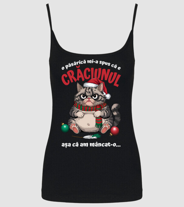 Am mâncat pasărea Crăciun pisică Negru model negru pe tricou