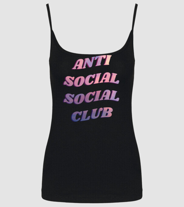 Anti social social club pink model negru pe tricou