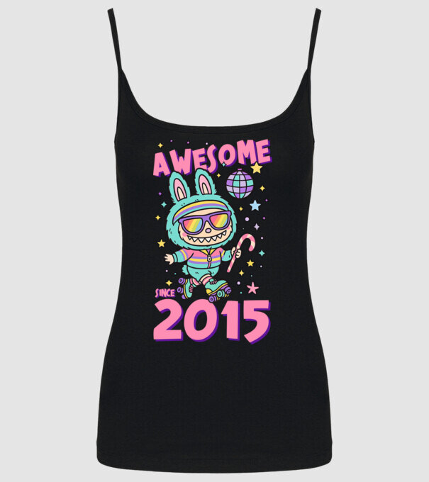 Awesome since 2015 - Labubu model negru pe tricou