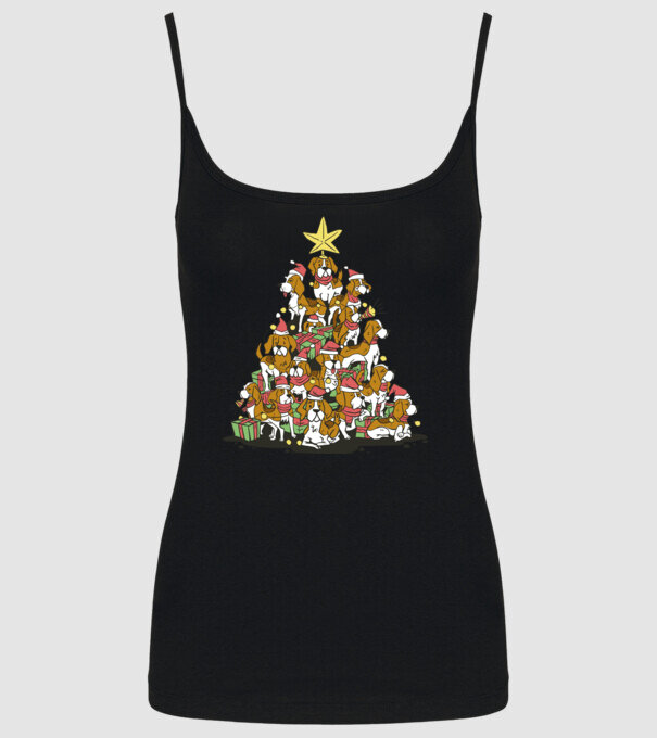 beagle christmas tree model negru pe tricou