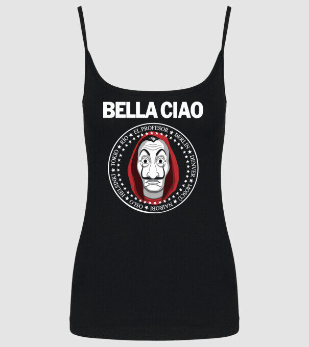 bella ciao stroke white model negru pe tricou