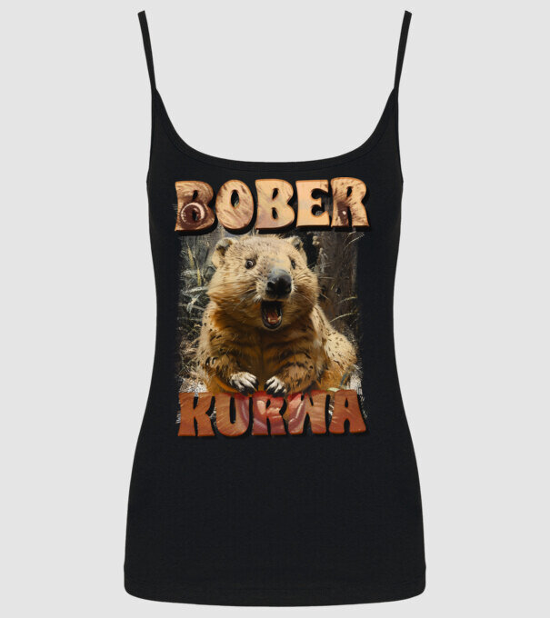 BOBER wombat model negru pe tricou