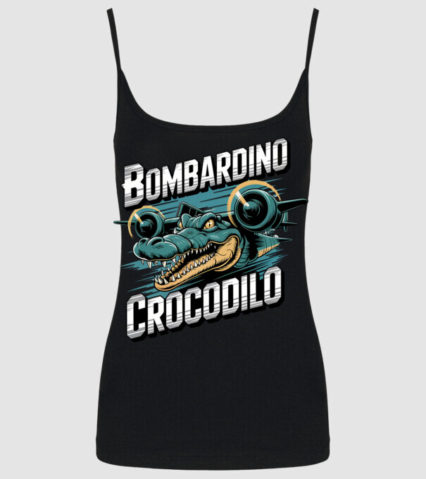 Bombardino Crocodilo 2 model negru pe tricou