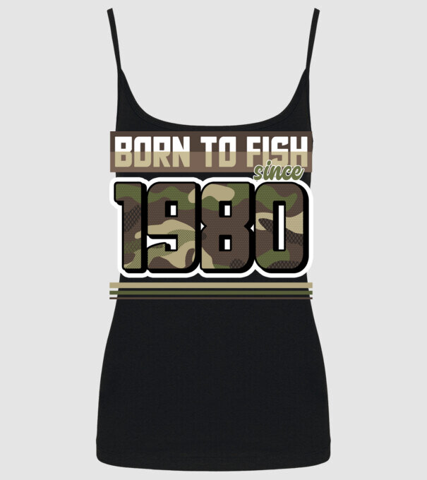 Born to fish since 1980 model negru pe tricou