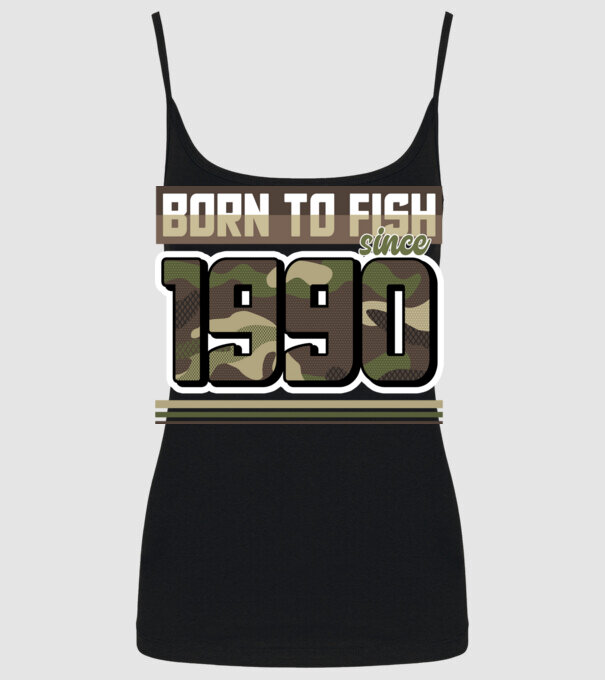 Born to fish since 1990 model negru pe tricou