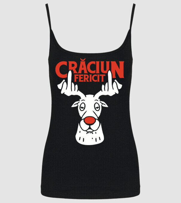 Căprioară de Crăciun antisocială model negru pe tricou