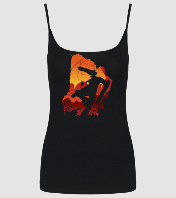 Chainsaw man silhouette model negru pe tricou
