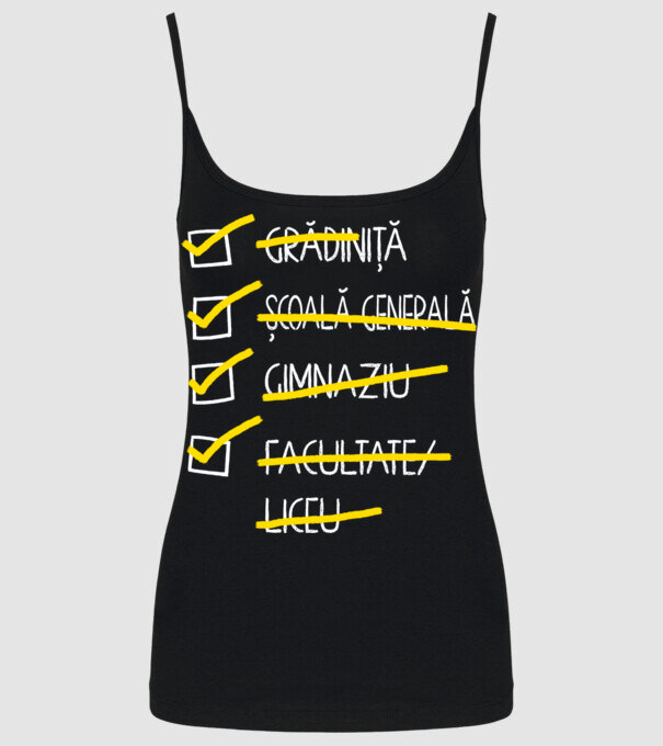 Cheklist educație - Facultate negru model negru pe tricou